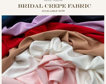 Bridal Stretch Crepe Fabric, Matte Finish Material for Formal Gown and Wedding Dress