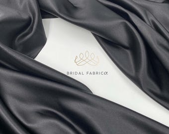 Black Matte Satin Fabric, 60" Wide Non-Stretch Satin Material Wholesale