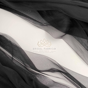 Black Soft Tulle Fabric by the Yard or Bolt, Stretch Illusion Mesh for Veil, Dress and Gown, 118” Wide Wedding Tulle, Bulk Available/ST65