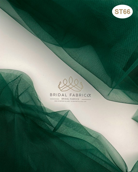 ST66-Dark Green Soft Tulle for Christmas Decoration, Stretch Mesh Tulle Fabric By The Yard, Bridal Illusion Tulle, Wholesale Green Tulle