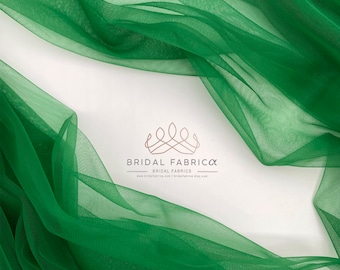 ST36-Kelly Green Soft Tulle Fabric By The Yard, 300 cm Wide Elastic Mesh Tulle Fabric for Dress Making, Stretch Bridal Tulle By The Meter