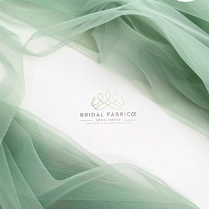 ST33-Sage Green Bridal Tulle for Flower Girl Dress, Stretch Mesh Tulle Fabric for Wedding Dress Making, Mint Tulle Material By The Yard