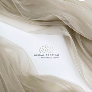 ST32-Stone Tulle Fabric for Wedding Dress Making, Soft Illusion Tulle By The Yard, Stretch Bridal Mesh Tulle By The Bolt for Decoration