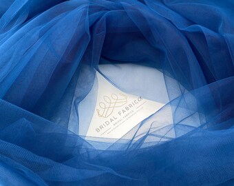 Dusk Blue Bridal Tulle Fabric, 118” Wide Matte Mesh Material