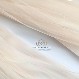 ST05-Light Peach Soft Tulle Fabric By The Yard for Bohemian Bridal Dress, Prom Robe and Bridal Veil, Extra Wide Stretch Bridal Tulle Bolt