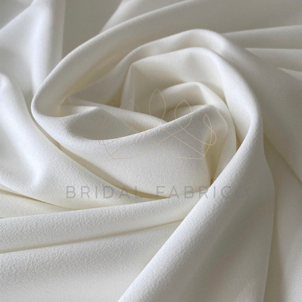 Bridal Stretch Crepe Fabric By The Yard, Off White Wedding Dress Fabric, Wholesale Heavy Crepe Fabric