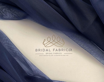 Navy Blue Soft Tulle Fabric, 118” Wide Bridal Stretch Mesh Material Wholesale