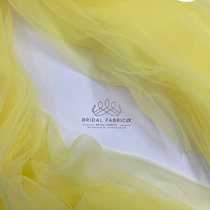ST27-Pastel Yellow Tulle Fabric By The Yard, Light Yellow Stretch Tulle By The Meter for Tutu Skirt and Dress Making, 300 cm Wide Soft Tulle