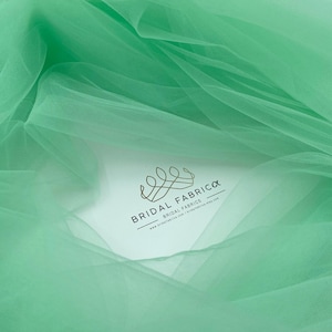 BT92-Snowy Mint Bridal Tulle Fabric By The Yard, 118 in Wide Italian Mesh Fabric for Evening Dress Making and Tutu Skirt, Wholesale Tulle