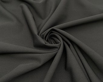 Black Manhattan Crepe Fabric for Bridesmaid Dress, Bridal Stretch Crepe By The Yard, Wholesale Heavy Crepe Fabric