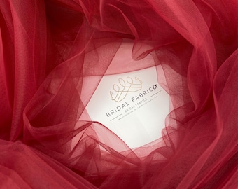 Tissu tulle de mariée bordeaux, tulle de mariage léger de 118" de large en gros