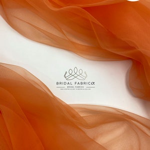 ST30-oranje zachte tule stof op maat gesneden, extra brede stretch illusie mesh tule, bruids mesh op maat gesneden, groothandel netmateriaal