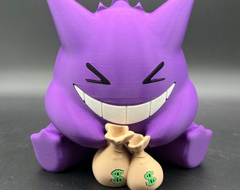 Gengar Piggy Bank Pokemon #0094 | Desk Toy / Prop / Fan Art / Gamer Gift / Coin Bank / Coins / Gen Gar