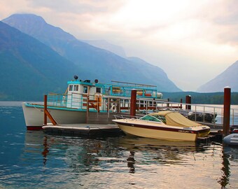 Glacier Morning -  Lake McDonald Glacier National Park early morning mountains landscape dock boat photo photography picture