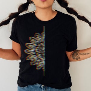 Psychedelic Sunflower Shirt: Rave Outfit, Plant Lady Gift