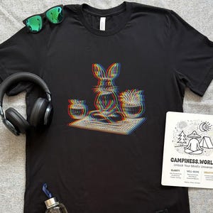 T-shirt trippy lapin de Pâques : tenue rave de méditation psychédélique