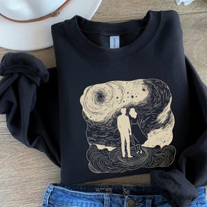 Sudadera con carta de amor al universo, almas gemelas de la galaxia emocional, regalo astronómico para pareja con nebulosa de Orión, amor entre estrellas y nebulosas en colisión