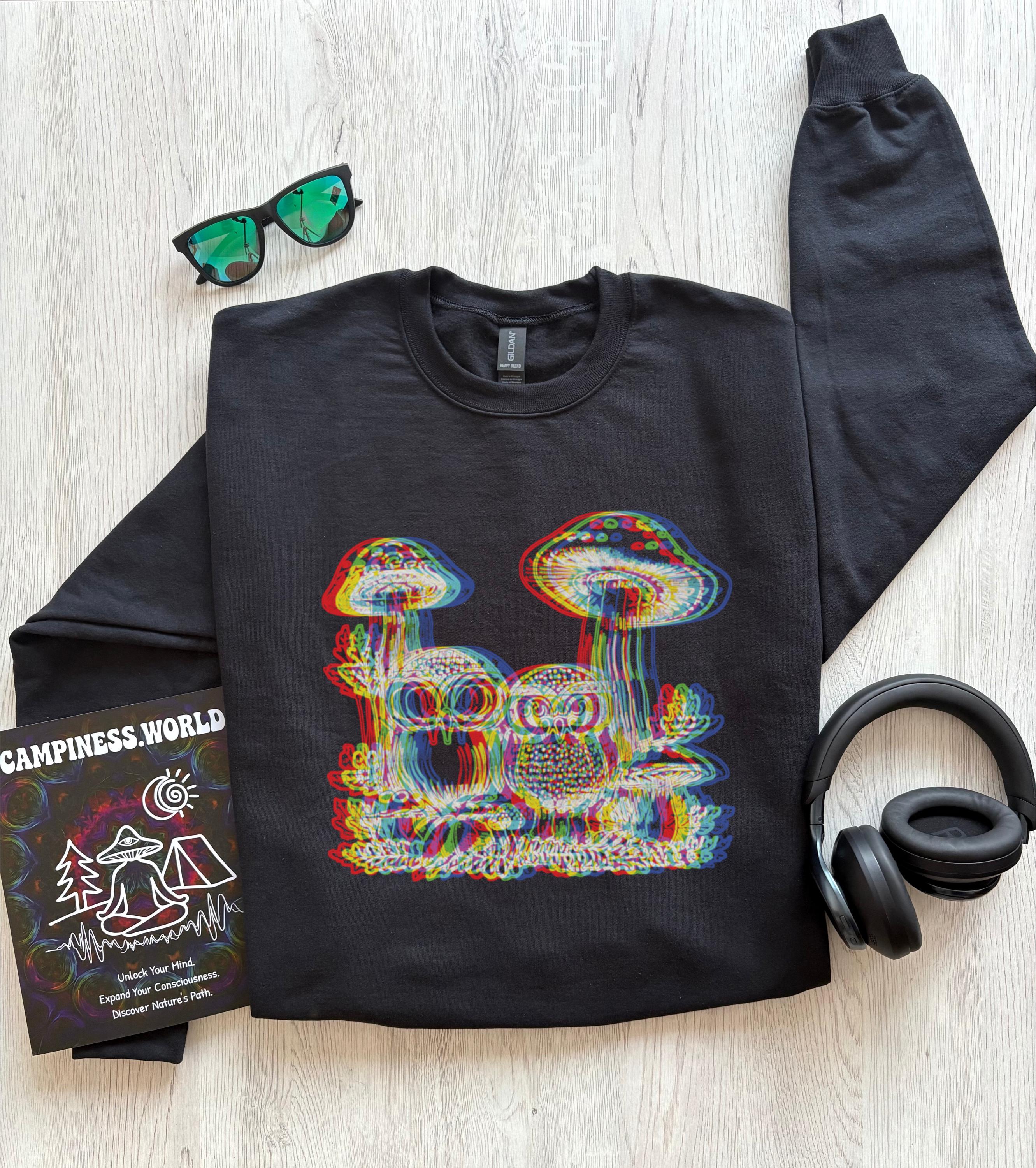 Psychedelic Mushroom Owl Sweatshirt: Trippy Rave Outfit