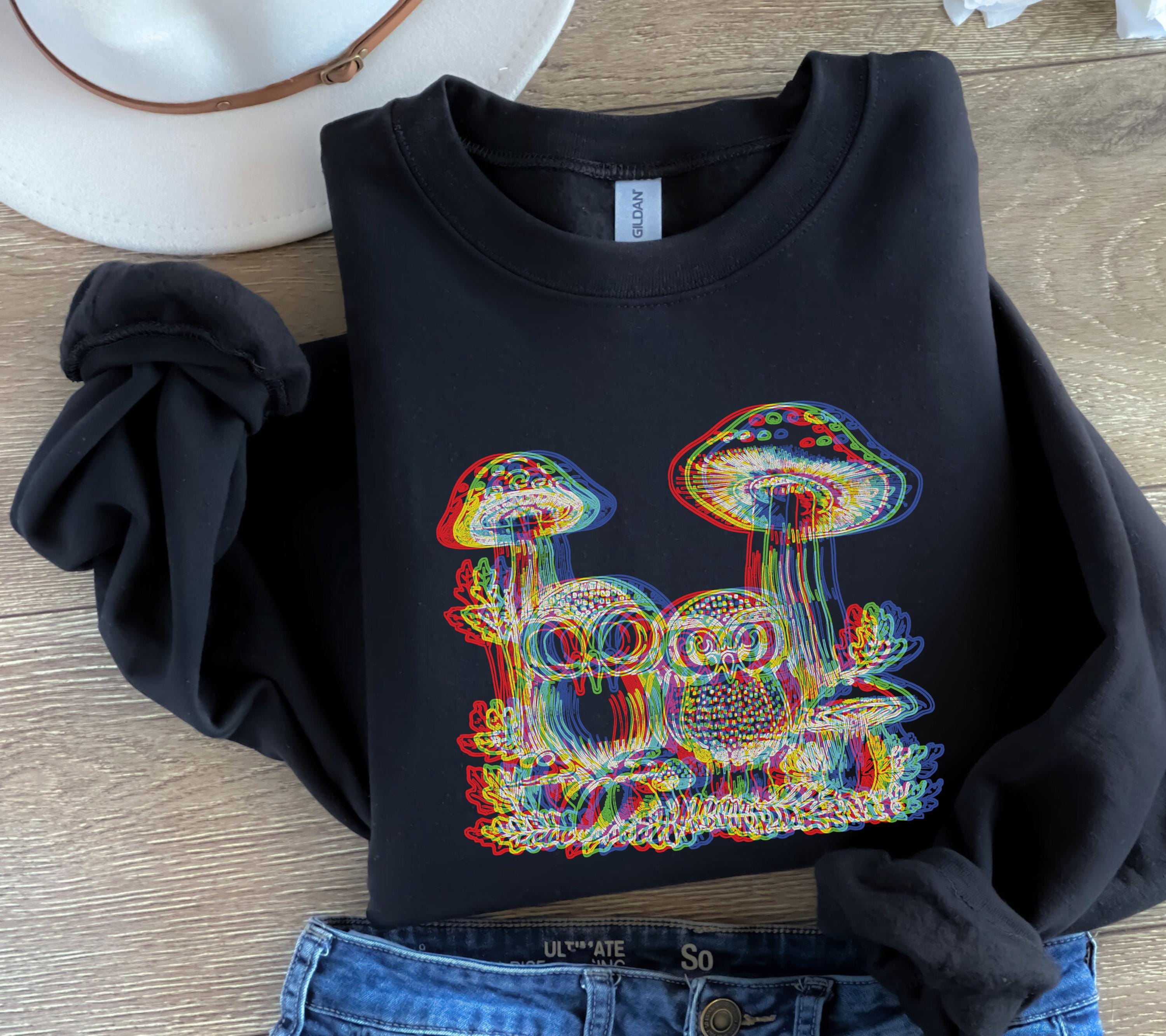 Psychedelic Mushroom Owl Sweatshirt: Trippy Rave Outfit