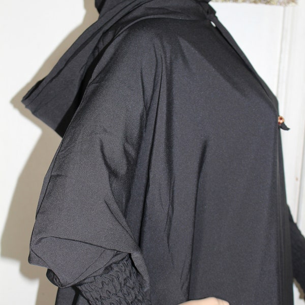BLACK Free Size Abaya with Hoodie