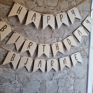 Personalized wooden bunting garland for a birthday, birthday garland with name, garland, anniversary, baby shower, confirmation