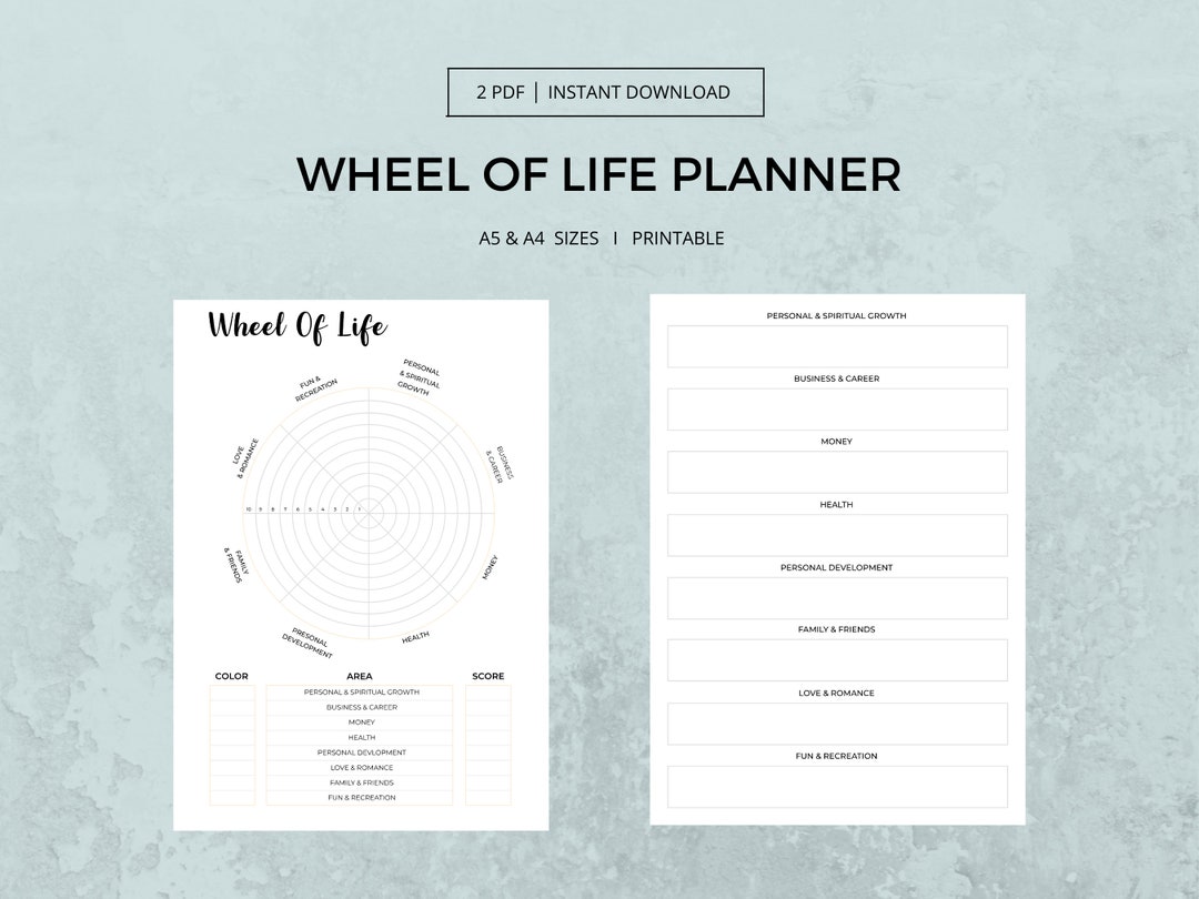 Wheel of Life Printable Planner - Achieve Balance - Goal Setting, Self ...