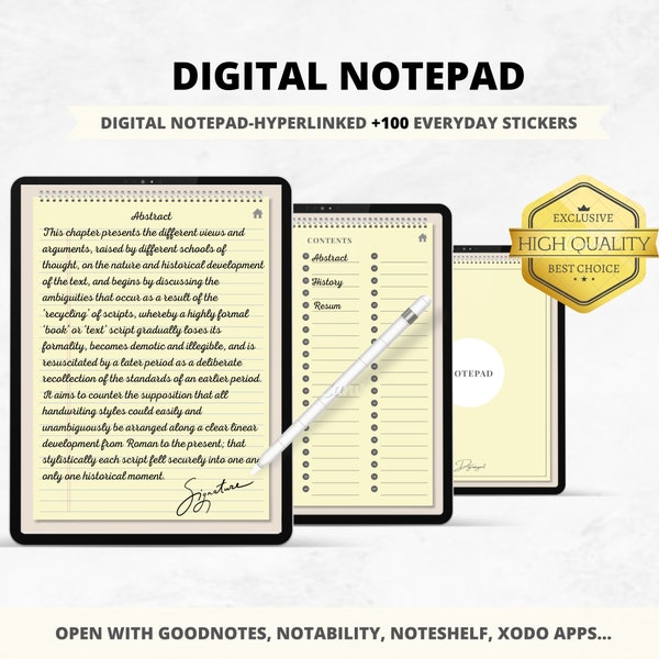 DIGITALER NOTIZBLOCK für GoodNotes Notability iPad Classic Notizpapier To Do Sheet Liste Memo Erinnerung Schreibtischunterlage Notizaufnahme