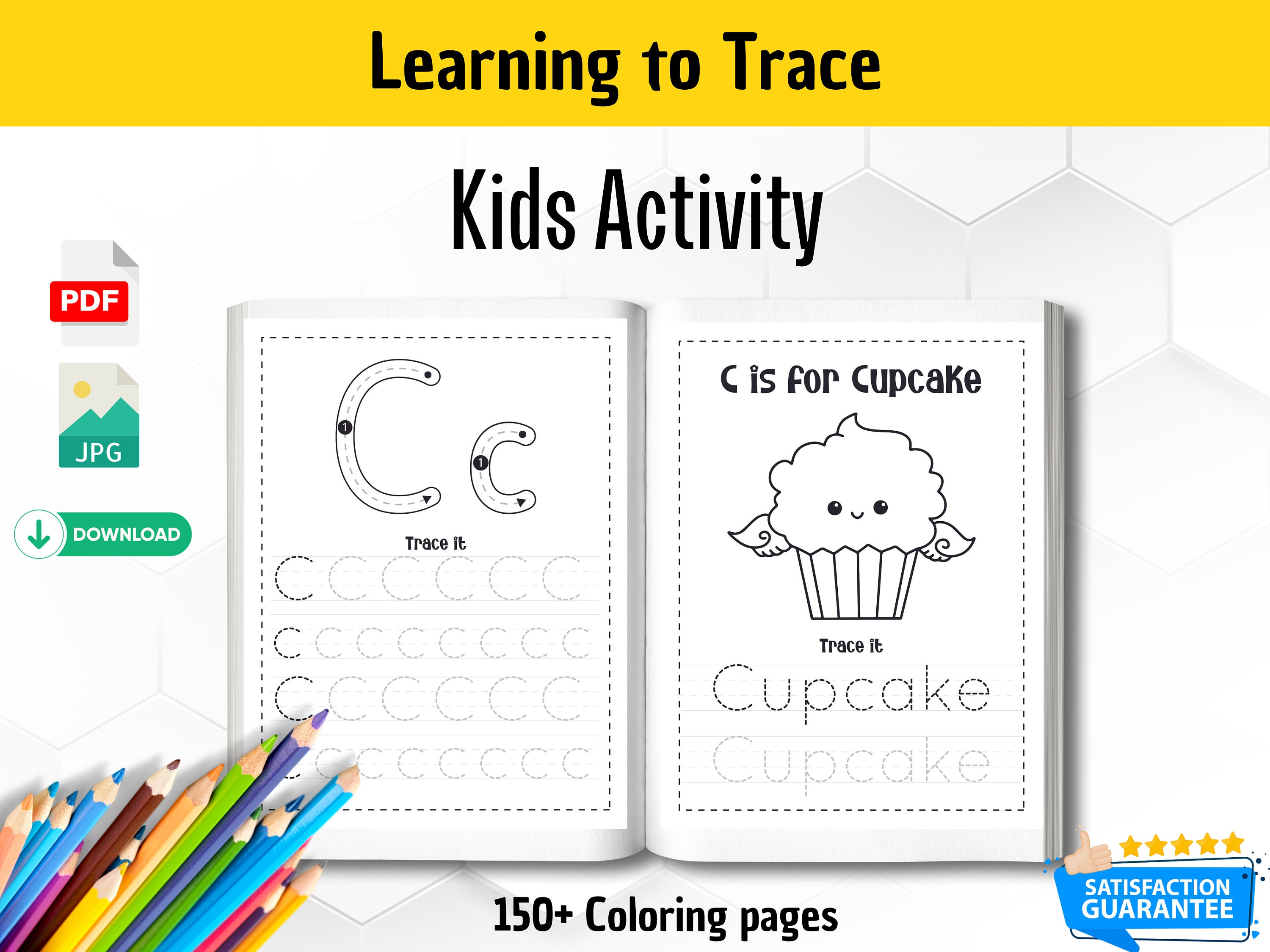 Learning to Trace Kids Activity Kids Book Printable Worksheets ...