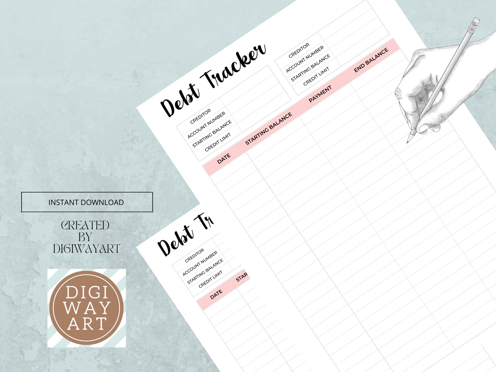 Printable Debt Tracker Finance Planner, Debt Payoff Log Instant ...