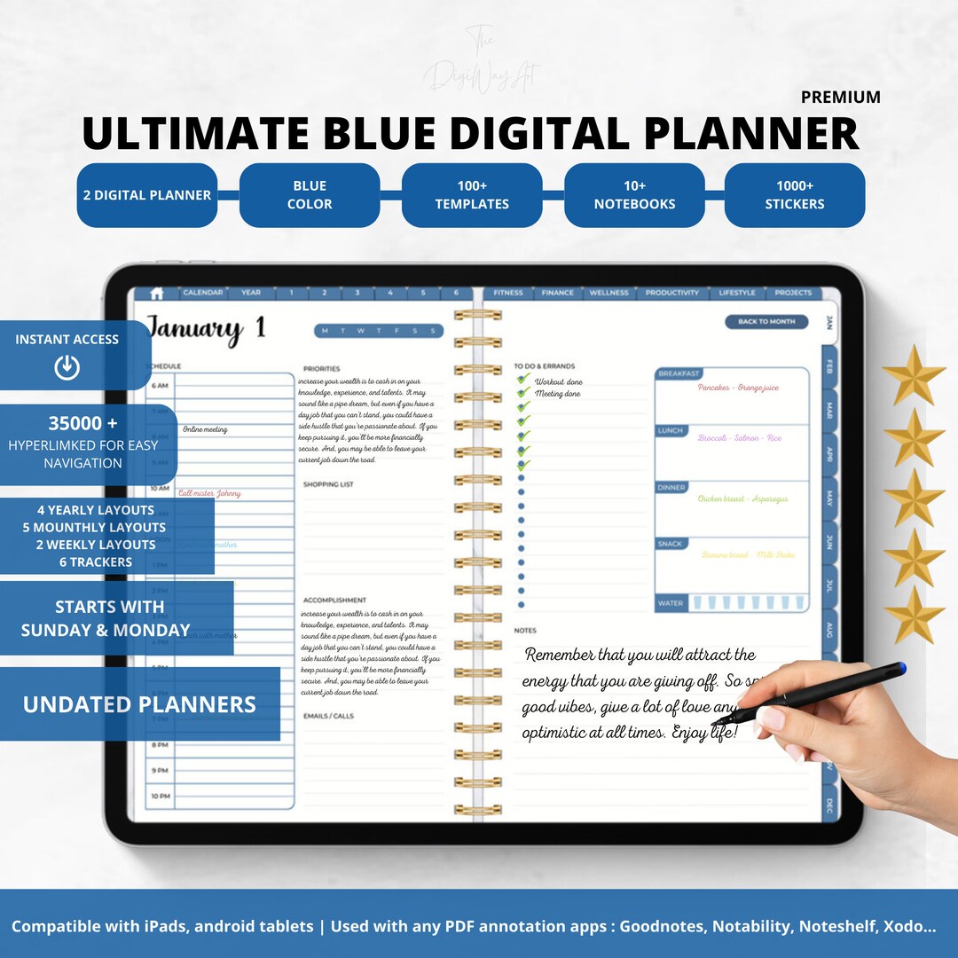 Blue Planner Bundle DIGITAL Goodnotes Notability iPad Minimal Office ...