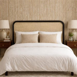 Cabecero de ratán tejido a mano – Decoración bohemia natural para la cama – Cabecero de mimbre para colgar en la pared – Decoración orgánica para el dormitorio