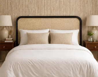 Handwoven Rattan Headboard – Natural Boho Bed Statement – Wicker Wall Mounted Headboard – Organic Bedroom Decor