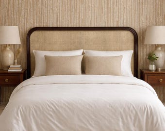 Arched Rattan Headboard – Handmade Bohemian Bed Backdrop – Natural Wicker Wall Headboard – Statement Bedroom Decor