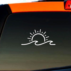 Sun and Wave Beach Decal Bumper Sticker Window Decal