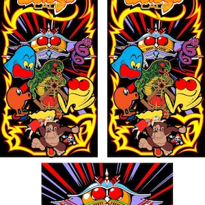 Multicade Mame Classics Side Art Arcade Cabinet Graphics Decals 3pc Stickers Set