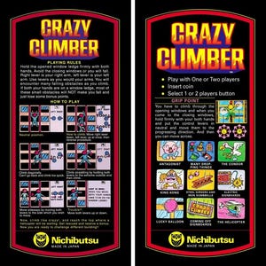 Crazy Climber Instructions Decal Set For Control Panel Overlay Arcade Graphics