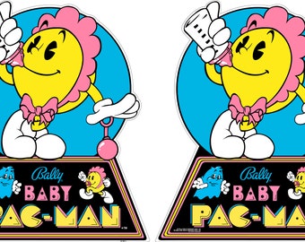 Baby Pac Man Arcade Cabinet Graphics - Arcade Side Art - Restoration Art