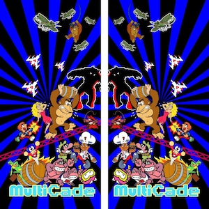 Multicade Arcade Side Art Decal set 2pc Blue Full Size  Graphics