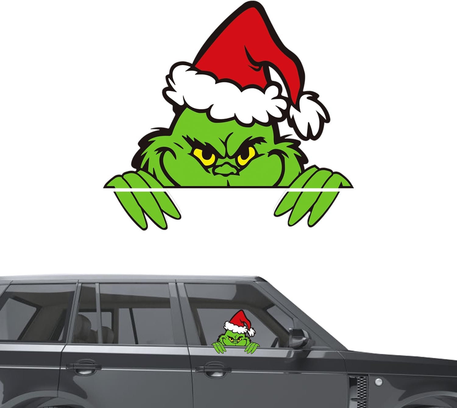 Smiling Grinning Grinch Face with or without Yellow Eyes Vinyl Decal Sticker