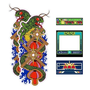 Ensemble complet d'illustrations latérales d'arcade Centipede, kit complet d'oeuvres d'art texturées CPO, 5 pièces