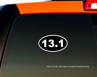 Pegatina ovalada de la media maratón 13.1 – Parachoques de coche, pegatina para ventana