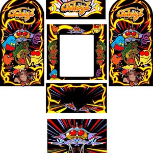 Juego de 6 piezas de arte lateral para arcade Multicade Galaga, bisel Mame de la más alta calidad, marquesina CPO