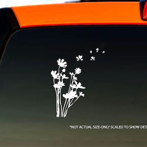 Flower in the Wind Sticker Decal Window Truck Car Vinyl Decal | White