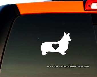 Adesivo in vinile Corgi a forma di cuore – Impermeabile, per cani
