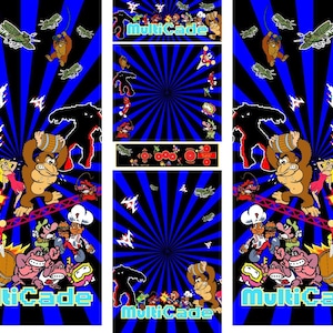 Juego de 6 piezas de embellecedores laterales para máquinas recreativas Multicade Arcade, color azul.