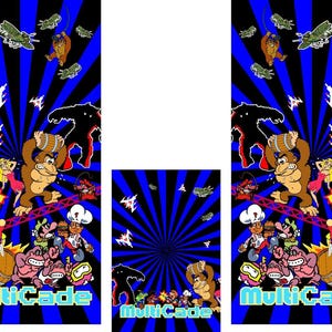 Multicade Arcade Side Art and kickplate 3 Piece Set Laminated Blue Color