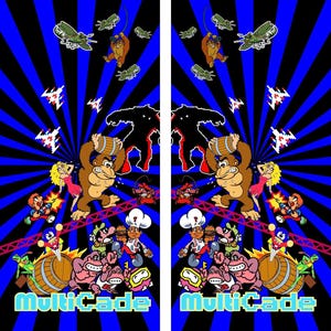 Multicade Arcade Side Art Decal set 2pc Blue Full Size High Quality Graphics