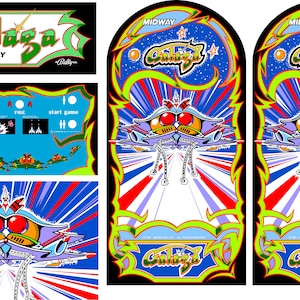 Galaga 5pc Arcade Cabinet Graphics - Arcade Side Art - Restoration Art
