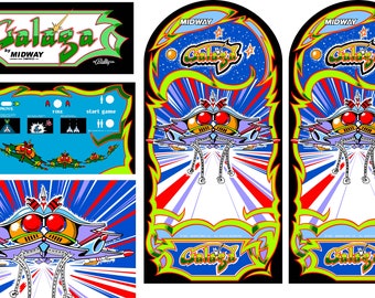 Galaga 5pc Arcade Cabinet Graphics - Arcade Side Art - Restoration Art