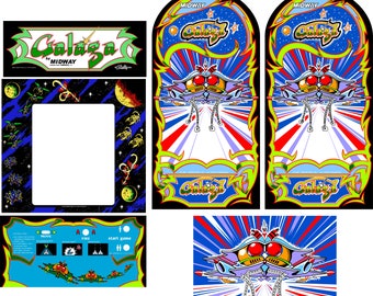 Galaga 6pc  Arcade Cabinet Graphics - Arcade Side Art - Restoration Art